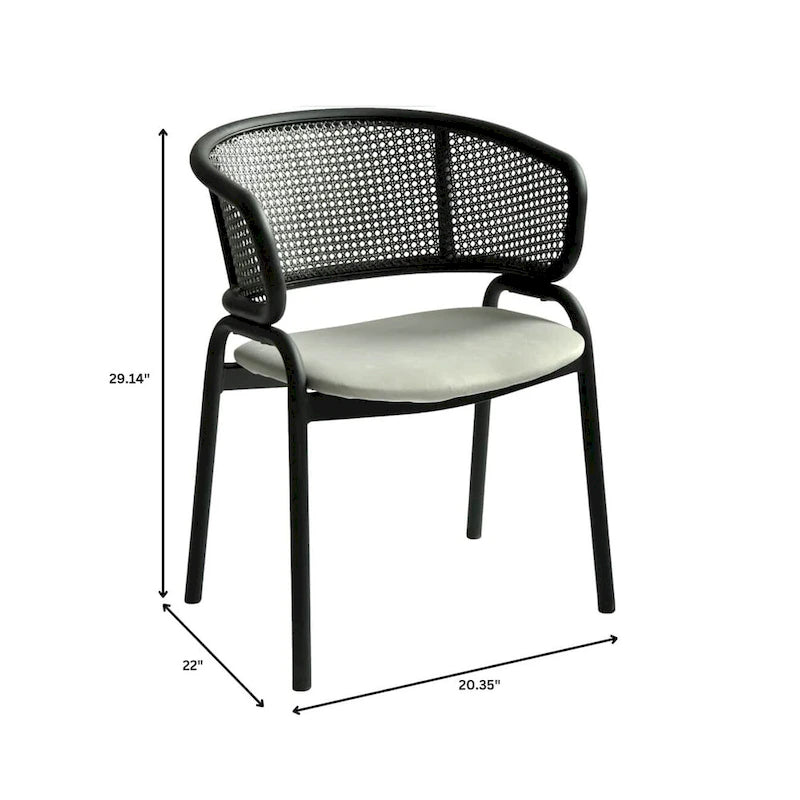 Chaise de salle à manger moderne capitonnée avec fauteuil confortable et pieds en fer noir