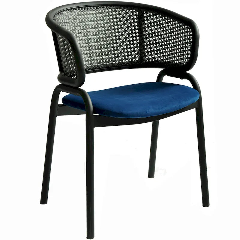 Chaise de salle à manger moderne capitonnée avec fauteuil confortable et pieds en fer noir