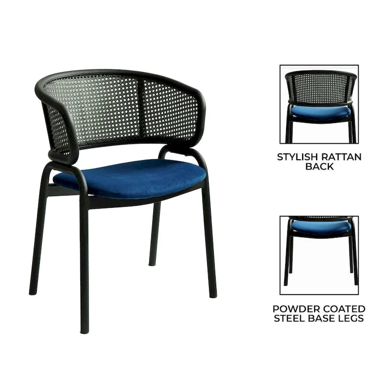 Chaise de salle à manger moderne capitonnée avec fauteuil confortable et pieds en fer noir