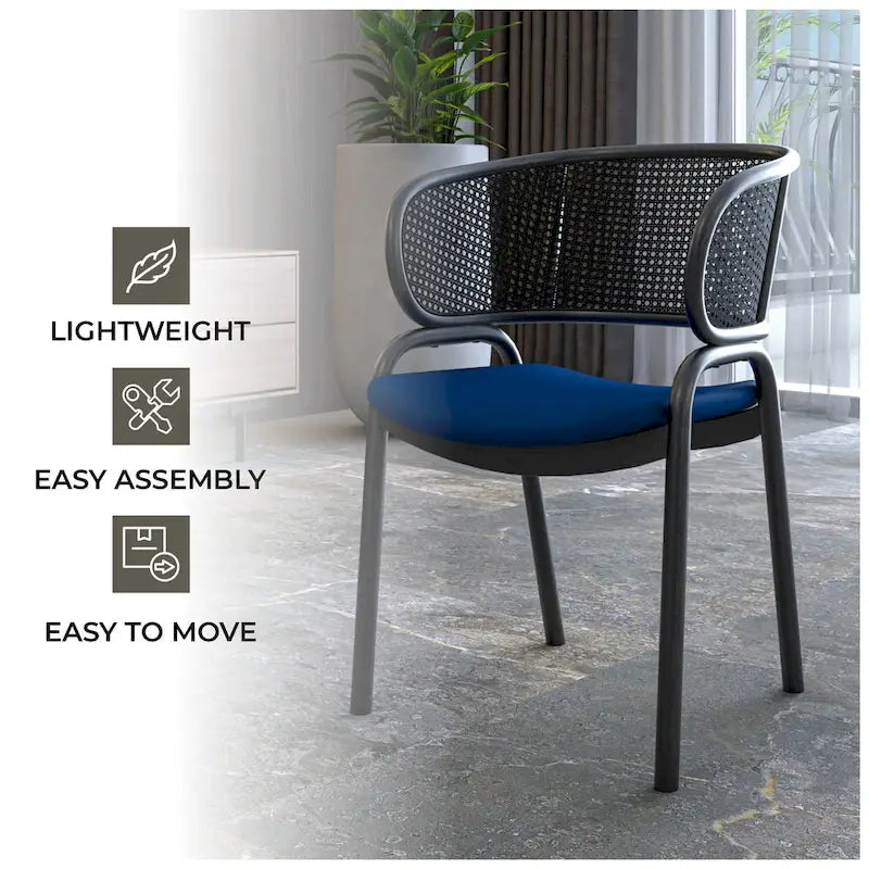 Chaise de salle à manger moderne capitonnée avec fauteuil confortable et pieds en fer noir