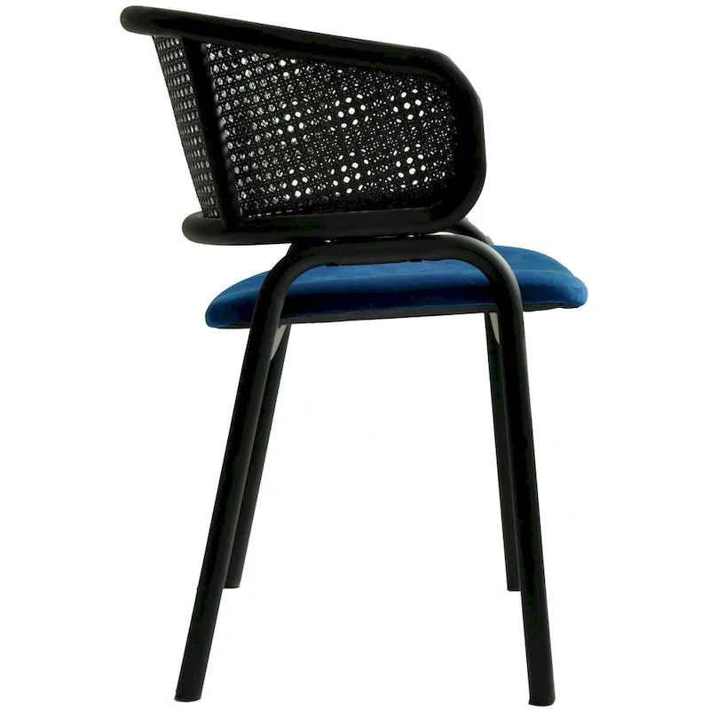 Chaise de salle à manger moderne capitonnée avec fauteuil confortable et pieds en fer noir