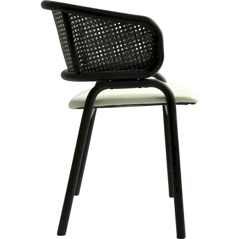 Chaise de salle à manger moderne capitonnée avec fauteuil confortable et pieds en fer noir