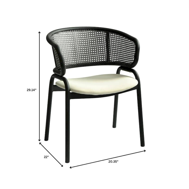Chaise de salle à manger moderne capitonnée avec fauteuil confortable et pieds en fer noir