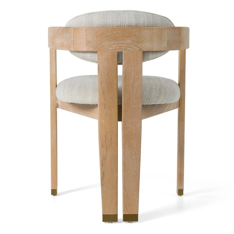 Chaise de salle à manger moderne en tissu blanc cassé et chêne blanchi