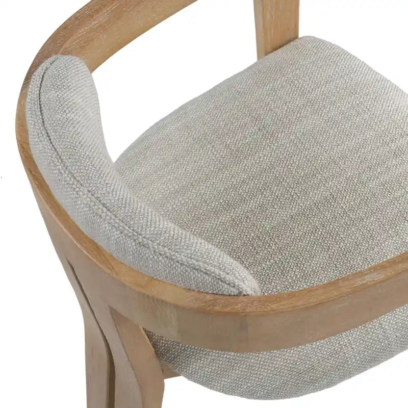 Chaise de salle à manger moderne en tissu blanc cassé et chêne blanchi