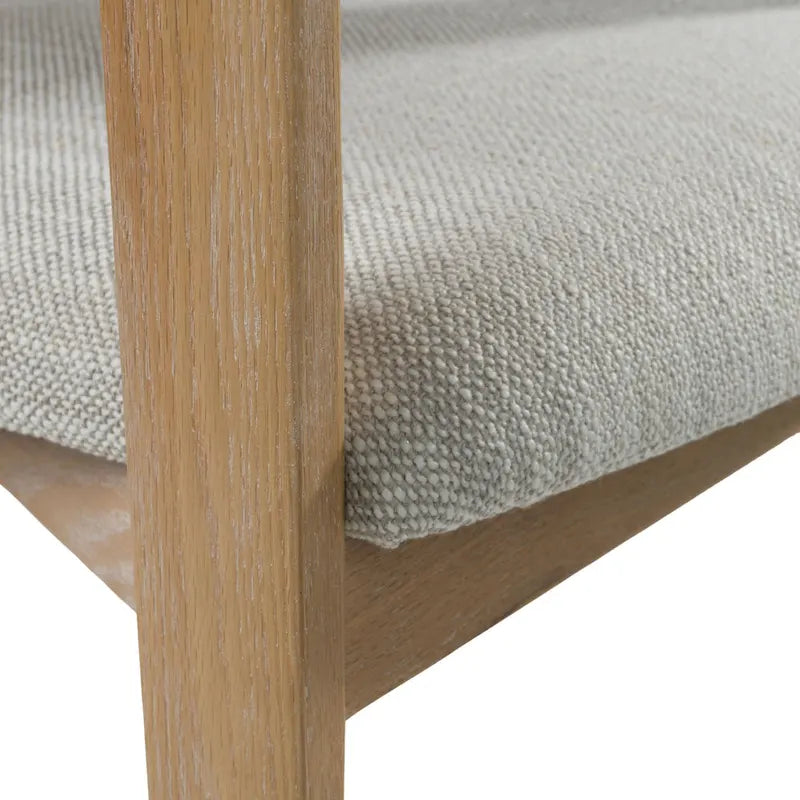 Chaise de salle à manger moderne en tissu blanc cassé et chêne blanchi