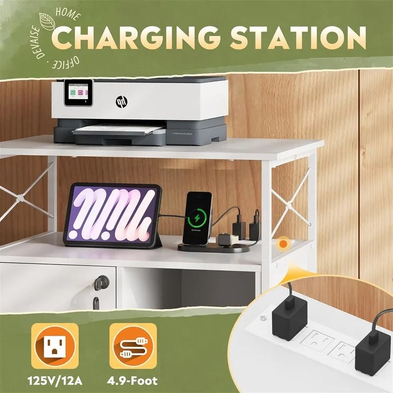 Meuble de rangement avec station de recharge – 16,06P x 23,62L x 25,91H