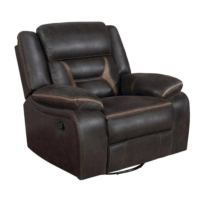 Fauteuil inclinable manuel, coussin moelleux, similicuir marron foncé