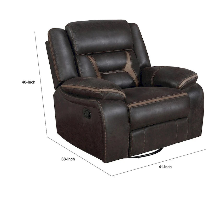 Fauteuil inclinable manuel, coussin moelleux, similicuir marron foncé