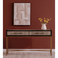 Console en bois massif Art Déco avec accents en laiton