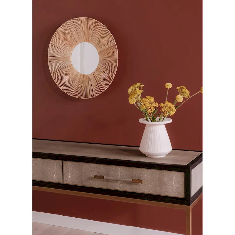 Console en bois massif Art Déco avec accents en laiton