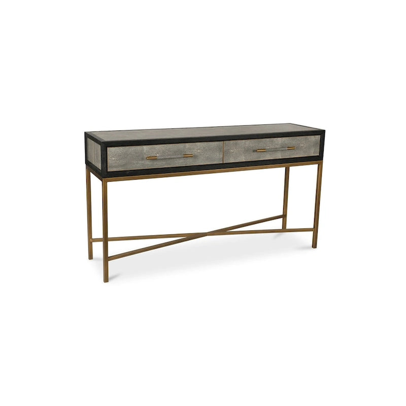 Console en bois massif Art Déco avec accents en laiton