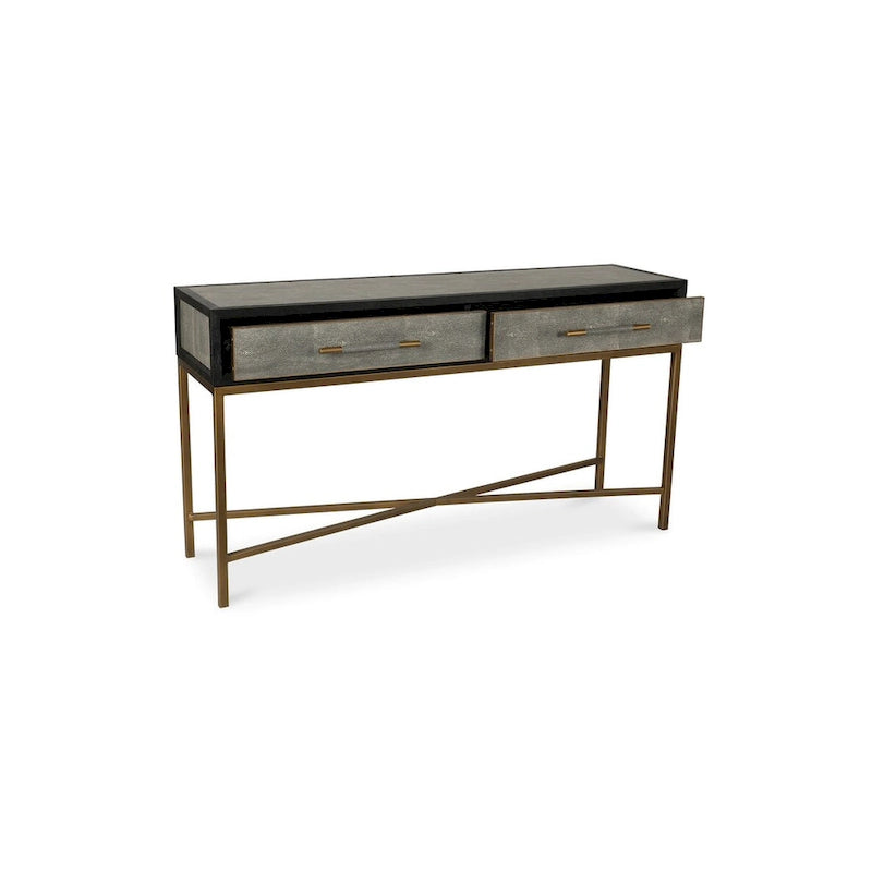 Console en bois massif Art Déco avec accents en laiton