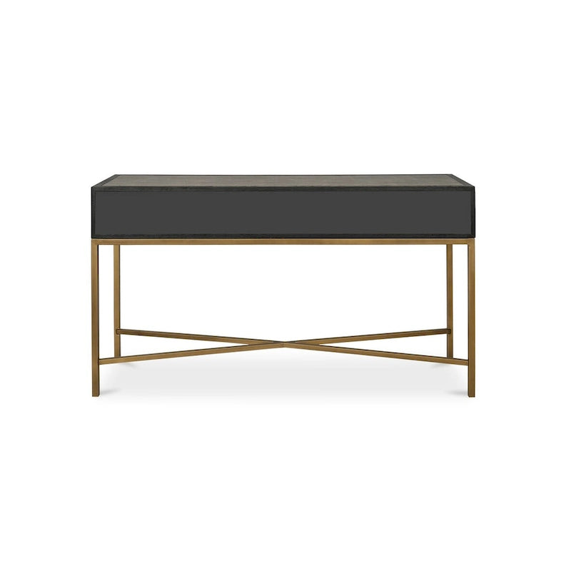 Console en bois massif Art Déco avec accents en laiton