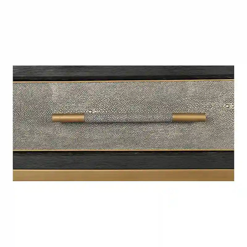 Console en bois massif Art Déco avec accents en laiton