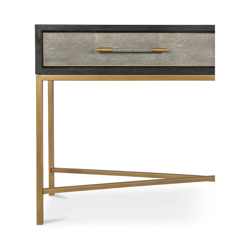 Console en bois massif Art Déco avec accents en laiton
