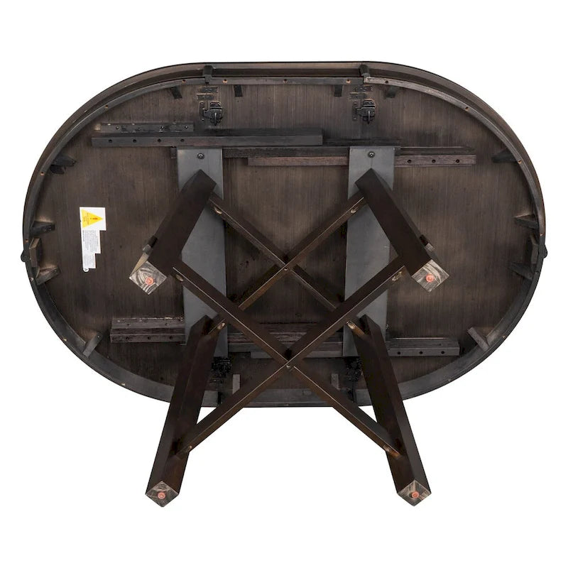 Table de salle à manger ronde extensible style ferme