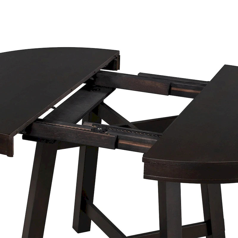 Table de salle à manger ronde extensible style ferme