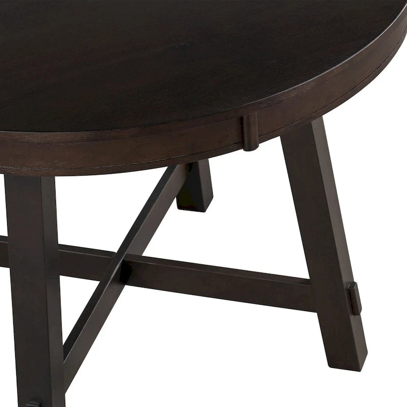 Table de salle à manger ronde extensible style ferme