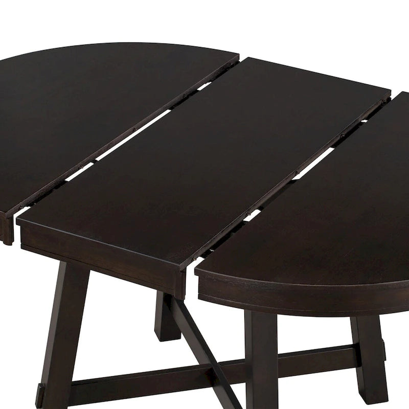 Table de salle à manger ronde extensible style ferme