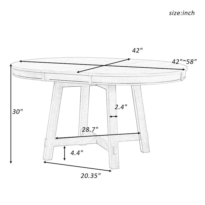Table de salle à manger ronde extensible style ferme