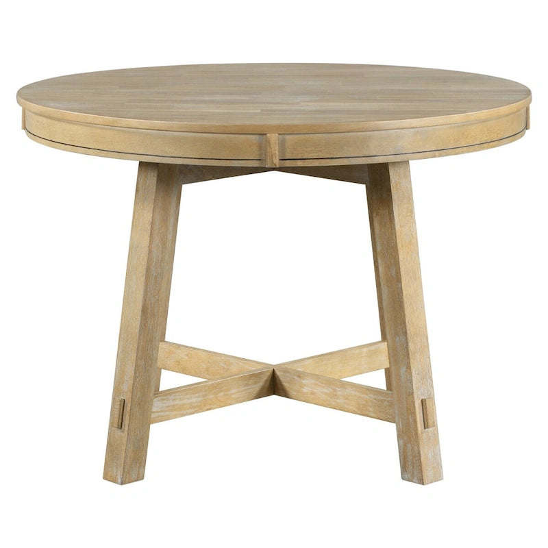 Table de salle à manger ronde extensible style ferme