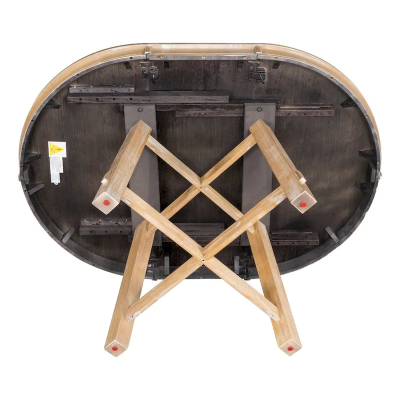Table de salle à manger ronde extensible style ferme