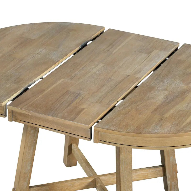 Table de salle à manger ronde extensible style ferme