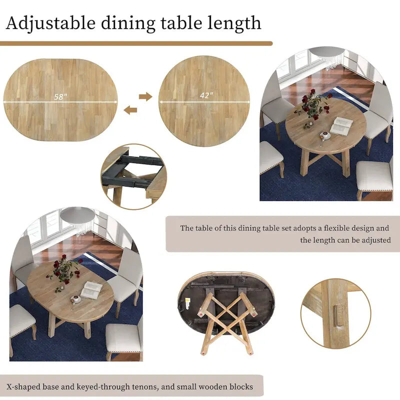 Table de salle à manger ronde extensible style ferme