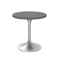 Table à Manger Ronde avec Plateau en Pierre et Piètement en Chrome Brossé