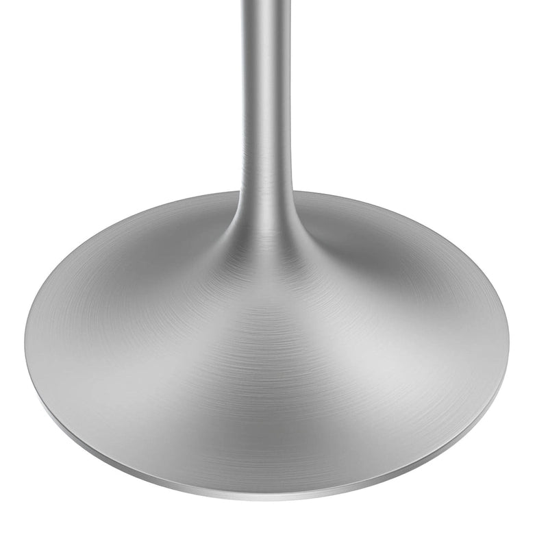 Table à Manger Ronde avec Plateau en Pierre et Piètement en Chrome Brossé