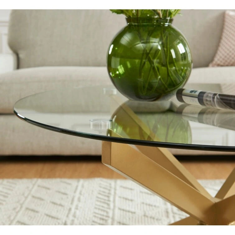Table basse ronde avec plateau en verre