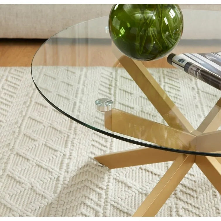 Table basse ronde avec plateau en verre