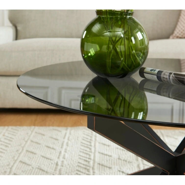 Table basse ronde avec plateau en verre