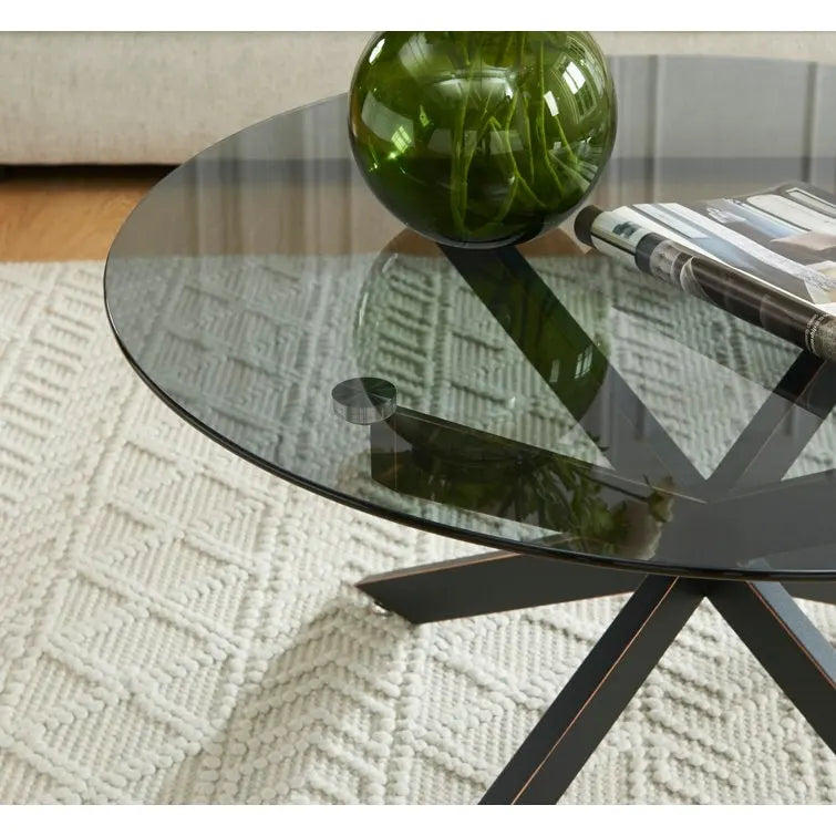 Table basse ronde avec plateau en verre